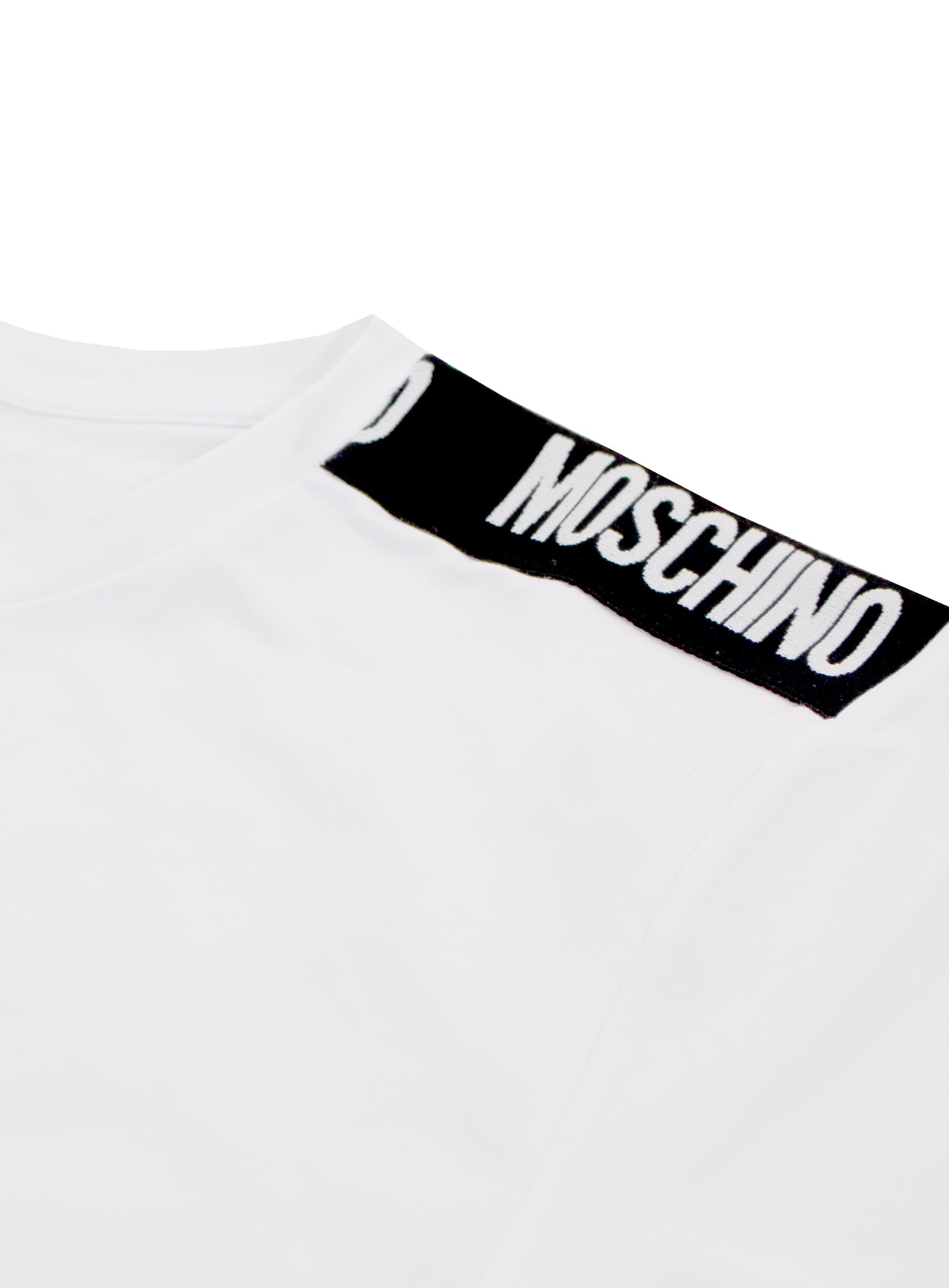 Men's Stretch Side Logo Moschino Tee with Black Stripe