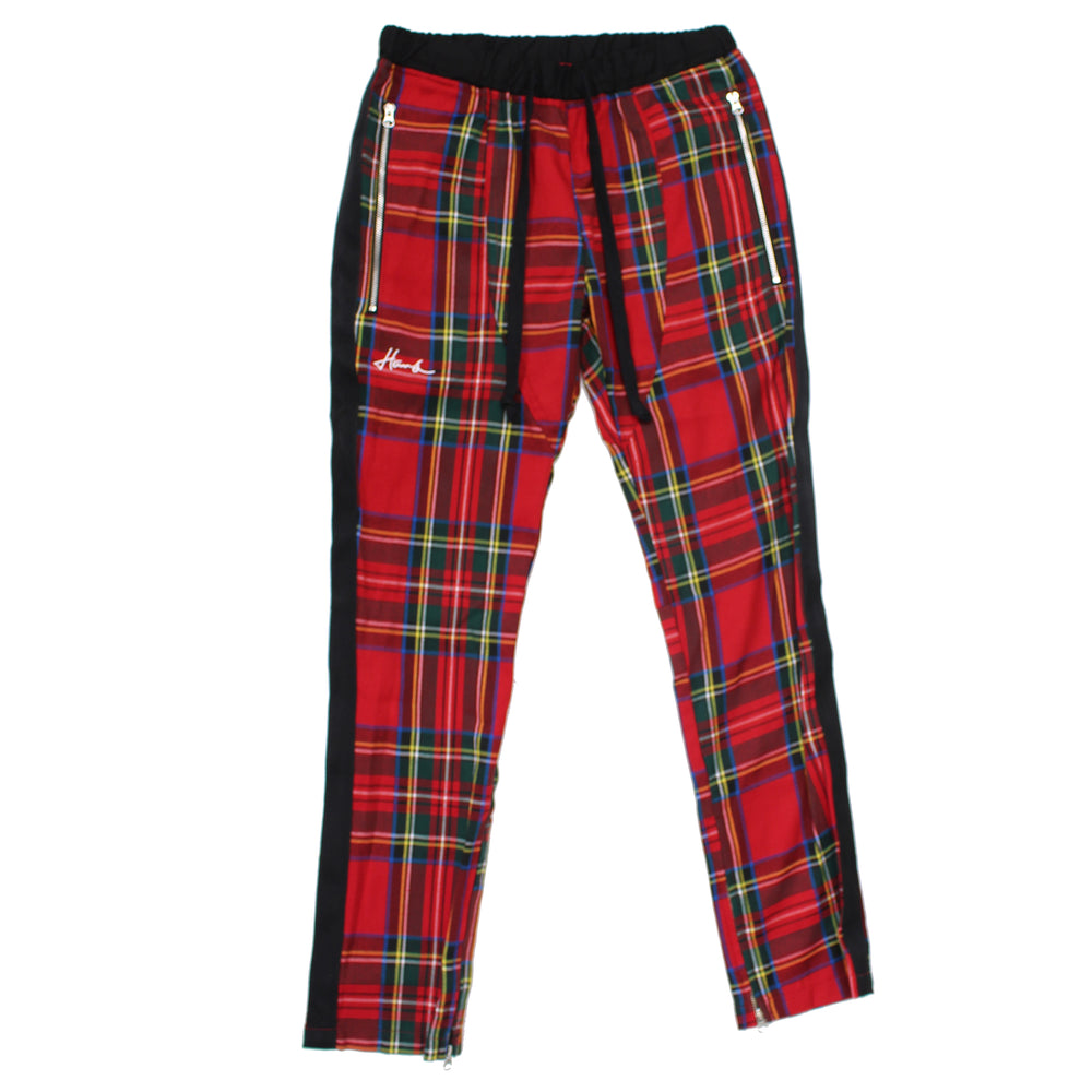 Elliot Plaid Track Pants-Red