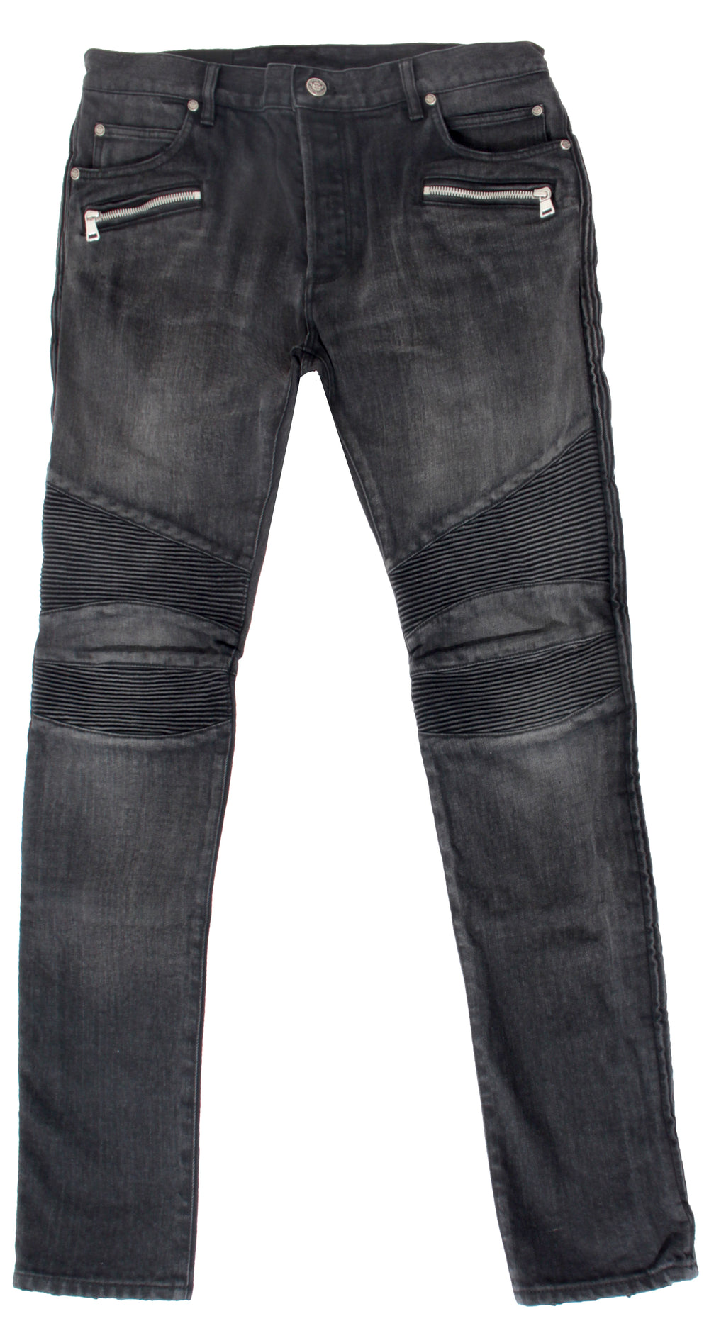 Balmain Men's Monogram Ribbed Jeans – Black