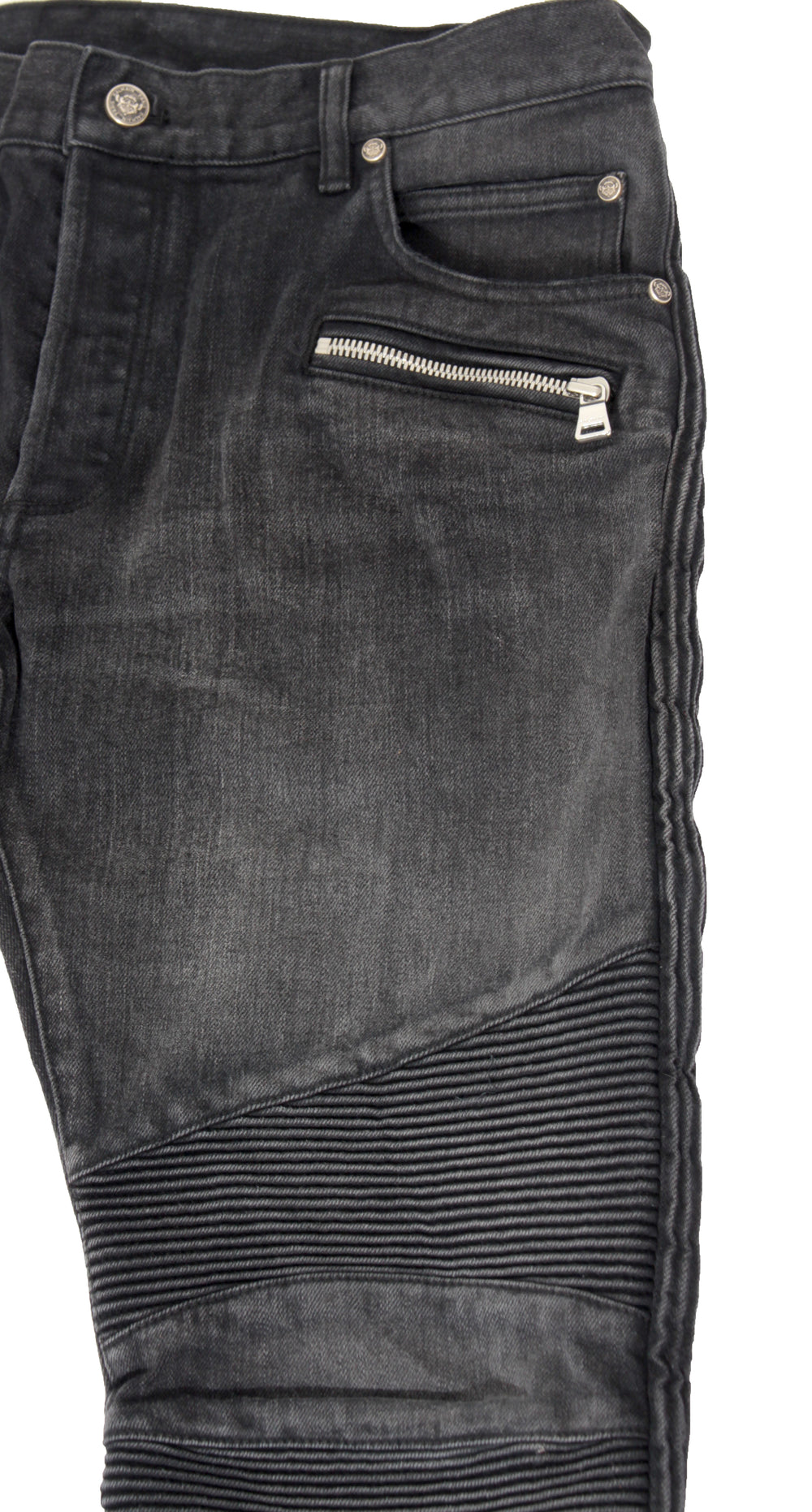 Balmain Men's Monogram Ribbed Jeans – Black