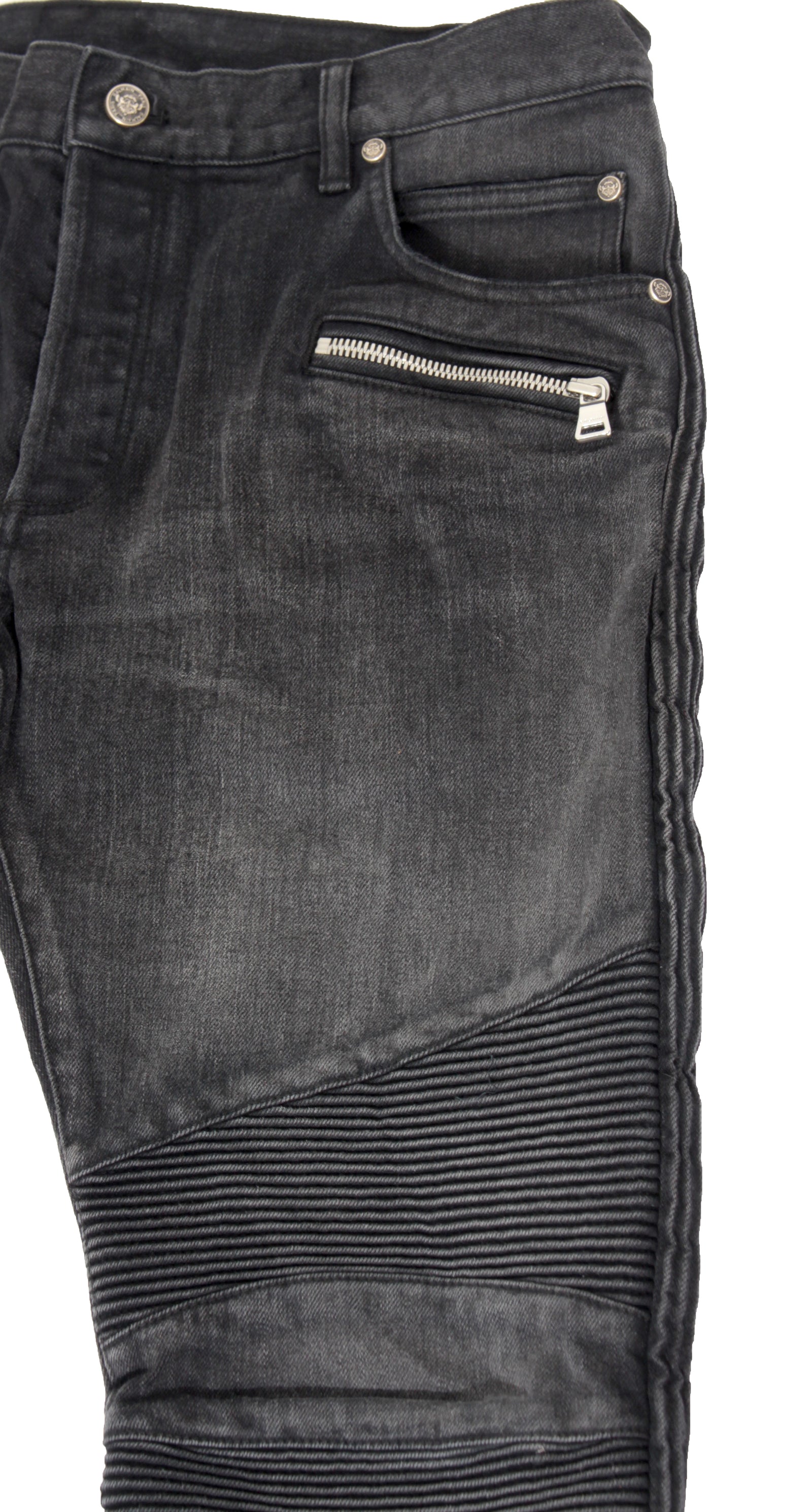 Balmain Men's Monogram Ribbed Jeans – Black