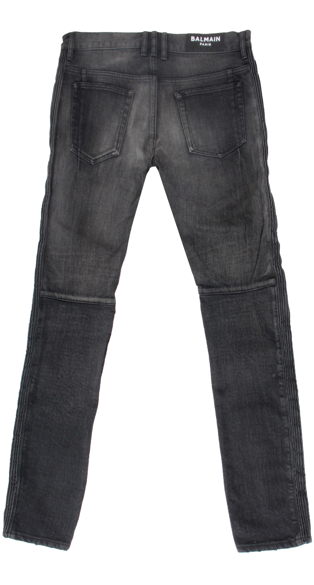 Balmain Men's Monogram Ribbed Jeans – Black