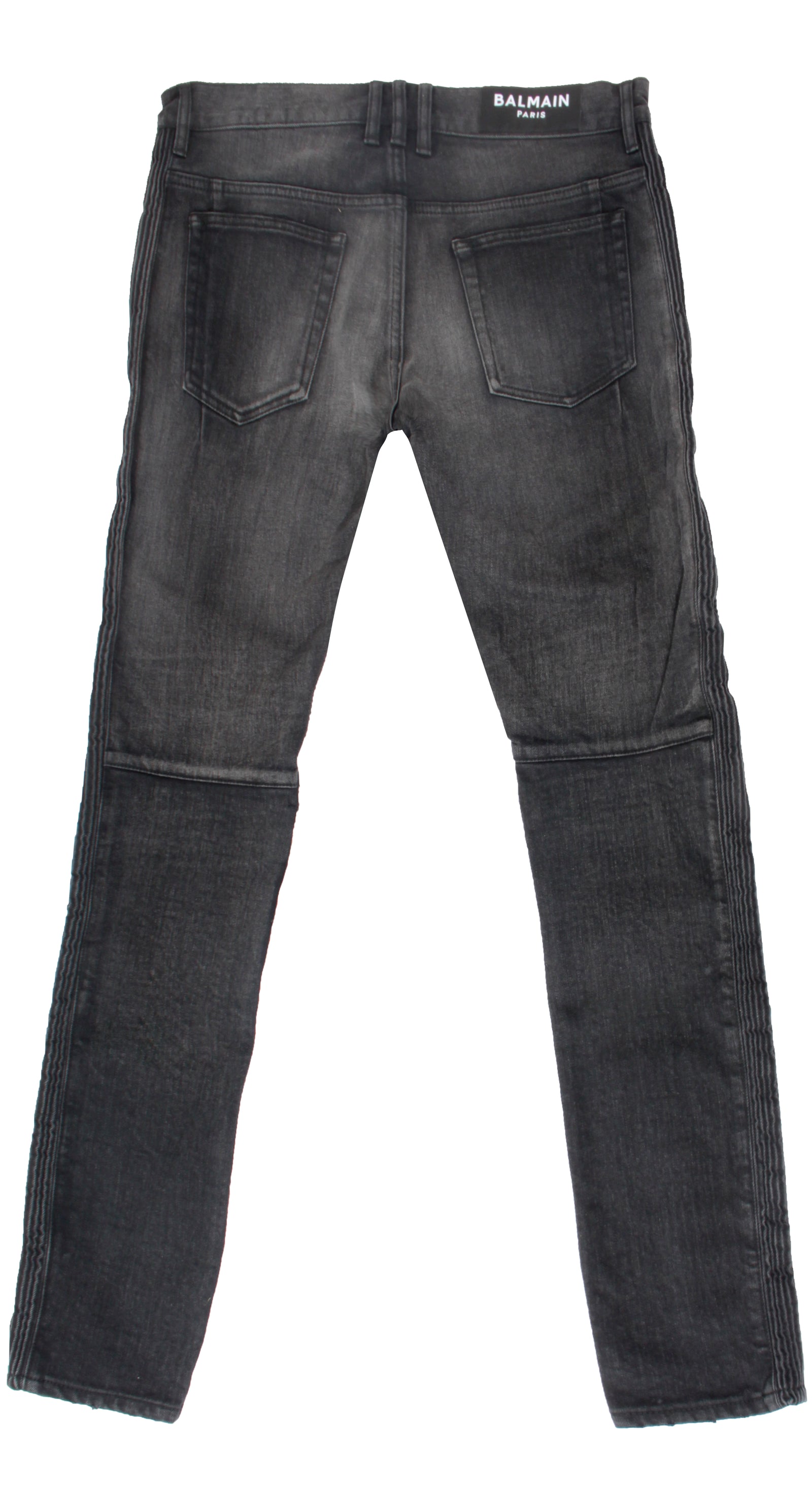 Balmain Men's Monogram Ribbed Jeans – Black
