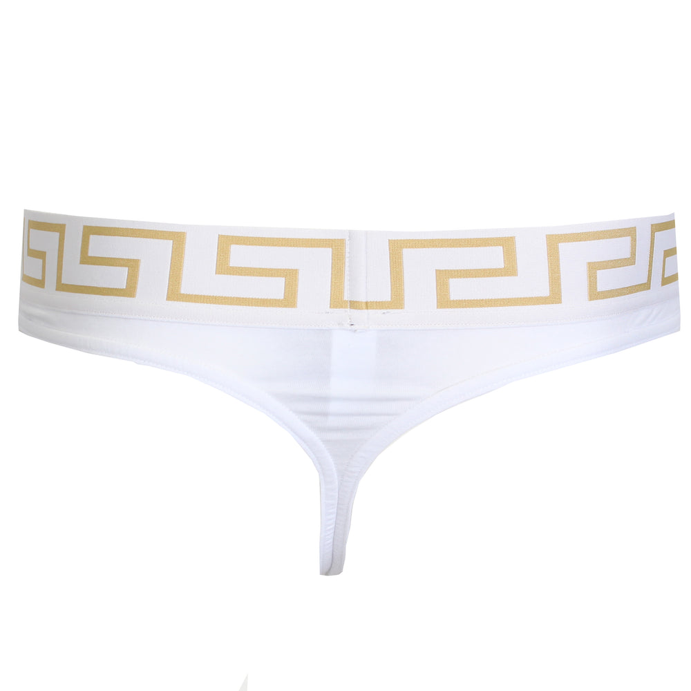 Versace Men's Greca Border Thong in white and gold – view 2 of 2