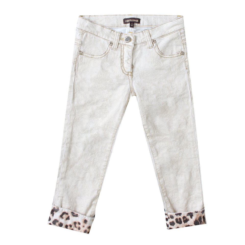 Roberto Cavalli Girls Gold Foil Pants in gold – view 1 of 2