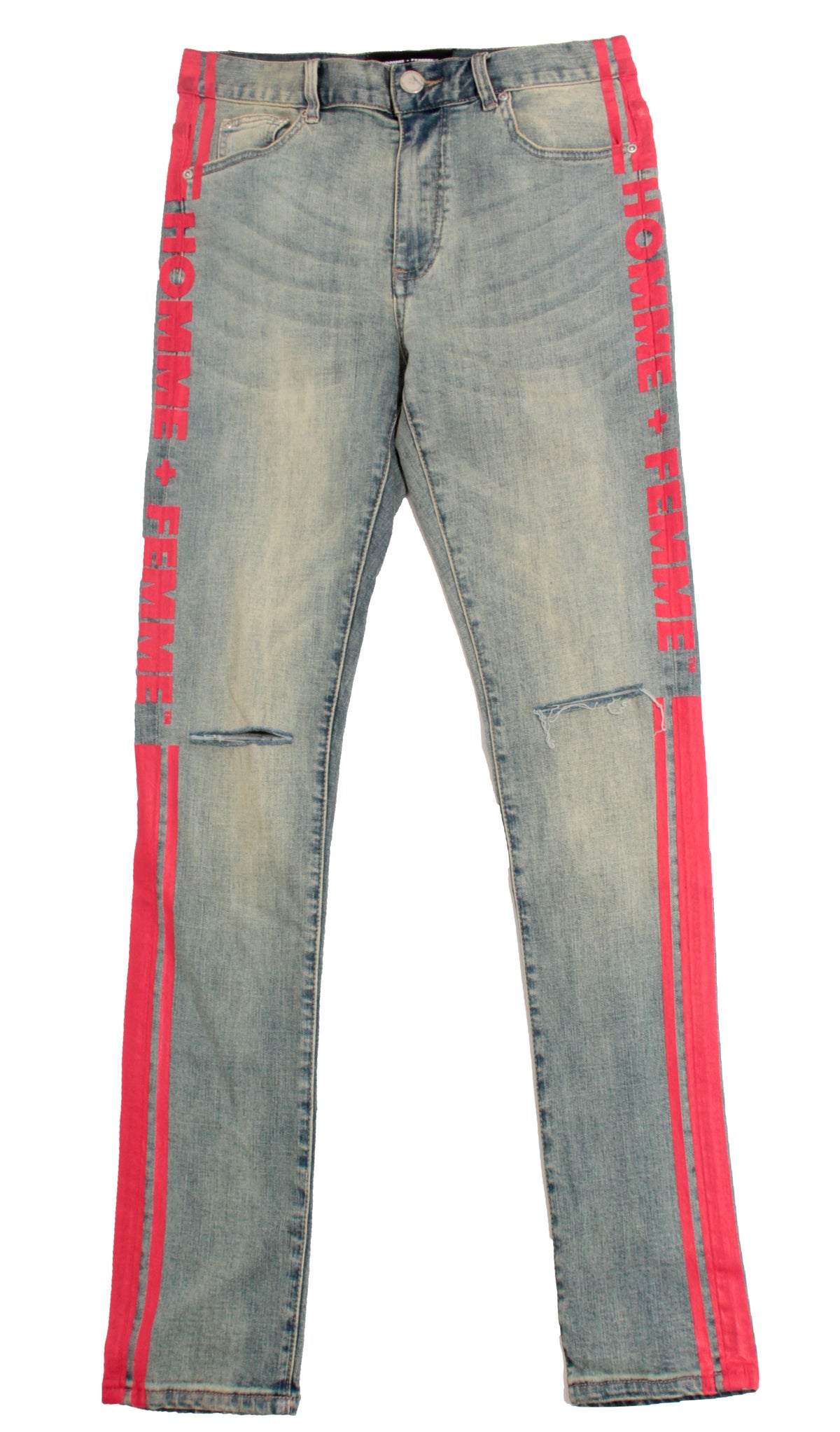 Striped Logo Denim with Red Stripe