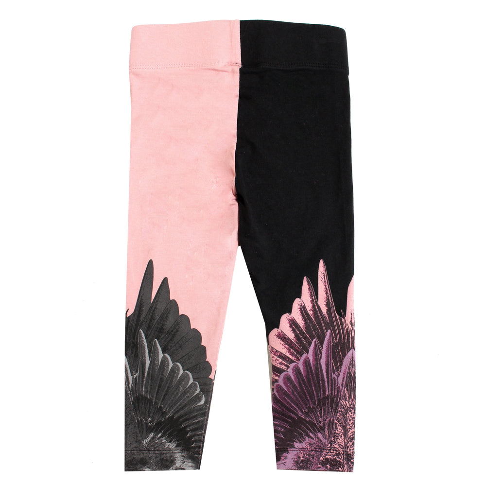 Girls Wing Leggings-Black and Pink