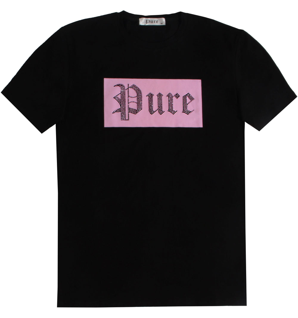 Logo Tee with Pink Diamond Pure Logo in black/pink – view 1 of 3