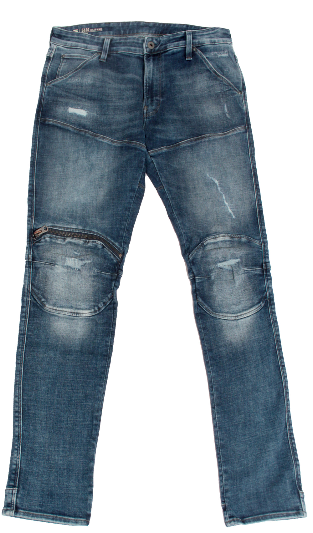 G-Star RAW 5620 3D Zip Knee Skinny Jeans in faded ripped baltic sea – view 1 of 2