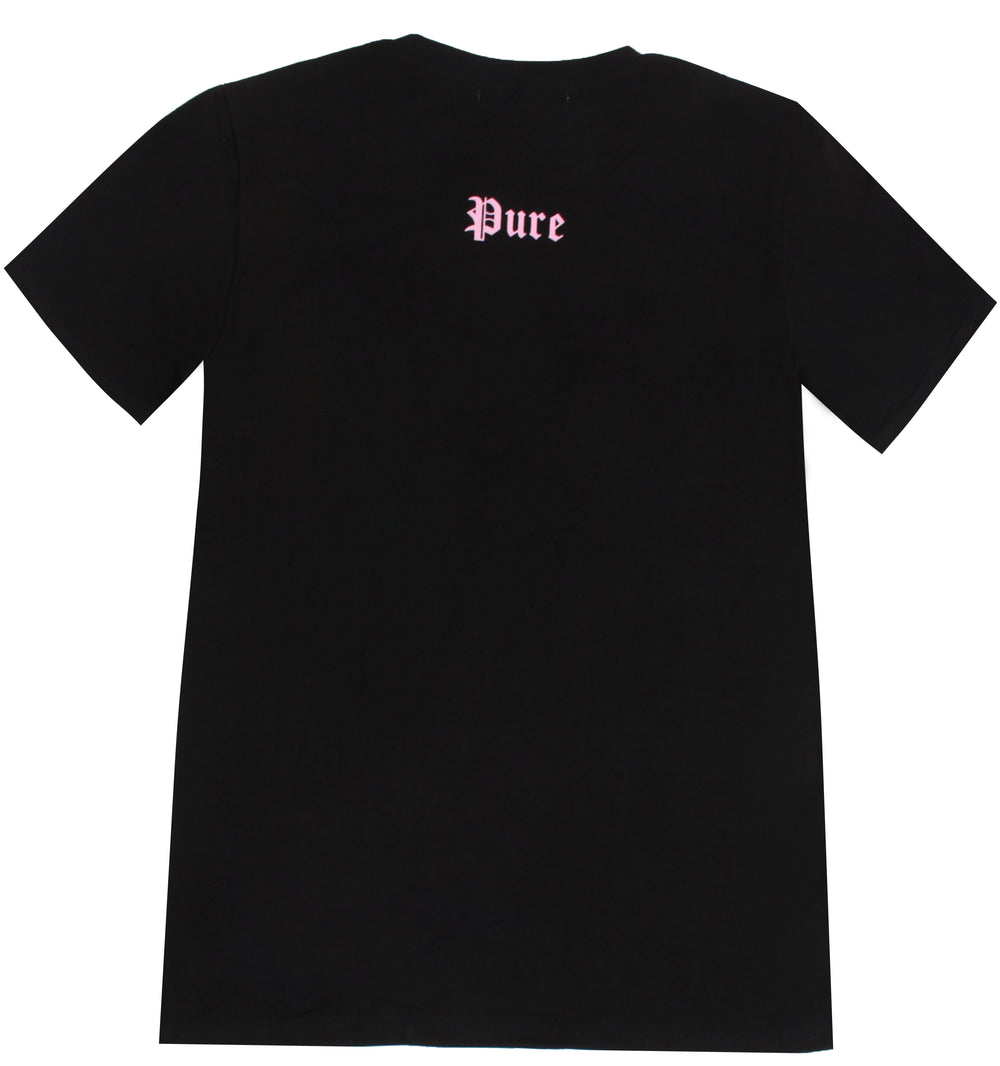 Pure Stretch Black Tee with Pink Block Logo in black/pink – view 4 of 4