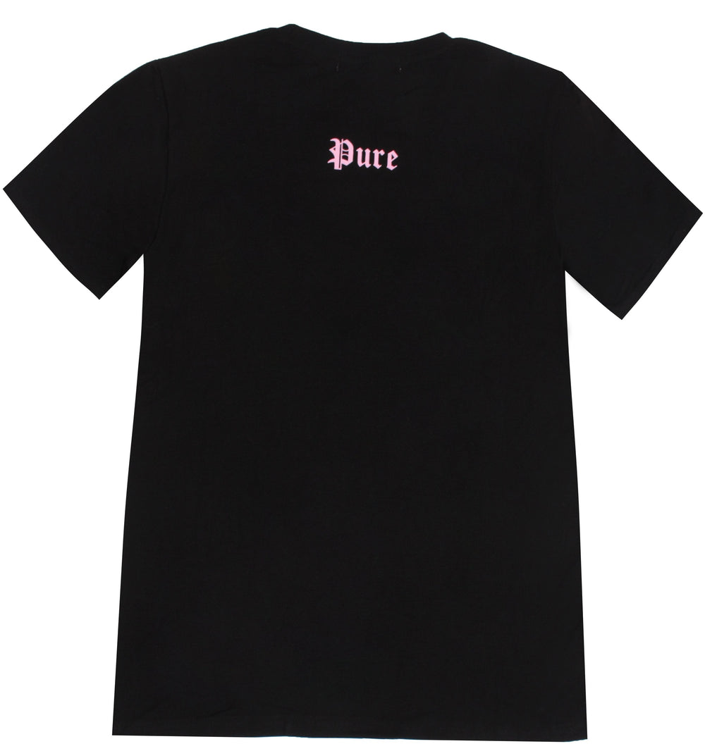 Pure Stretch Black Tee with Pink Block Logo in black/pink – view 2 of 2