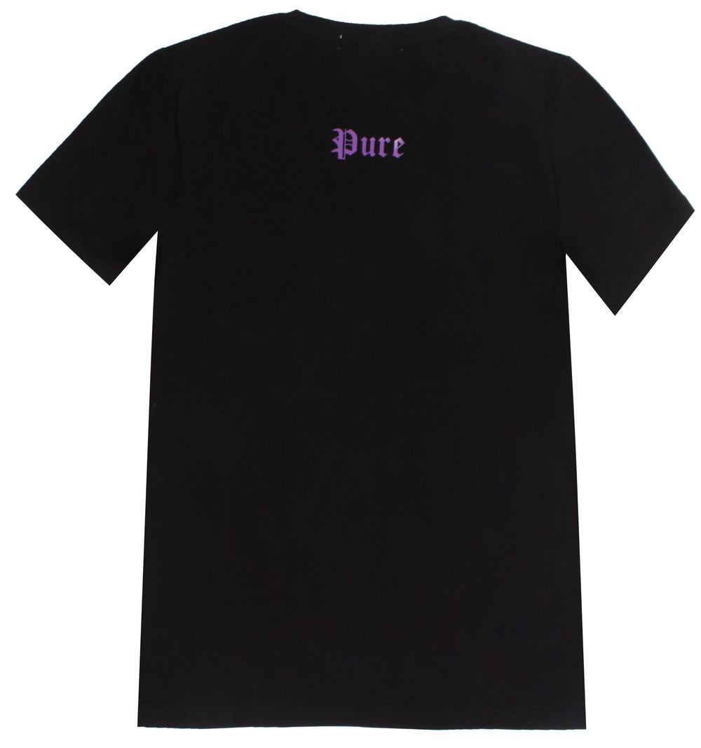 Pure Black Stretch Tee with Purple Block Logo in black with purple logo – view 5 of 5
