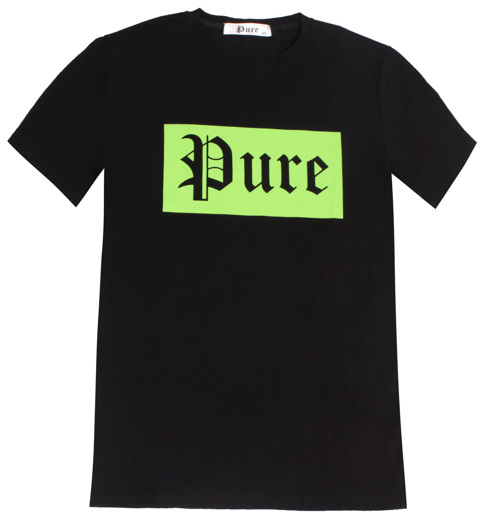 Pure Green Block Logo Tee in black – view 1 of 2
