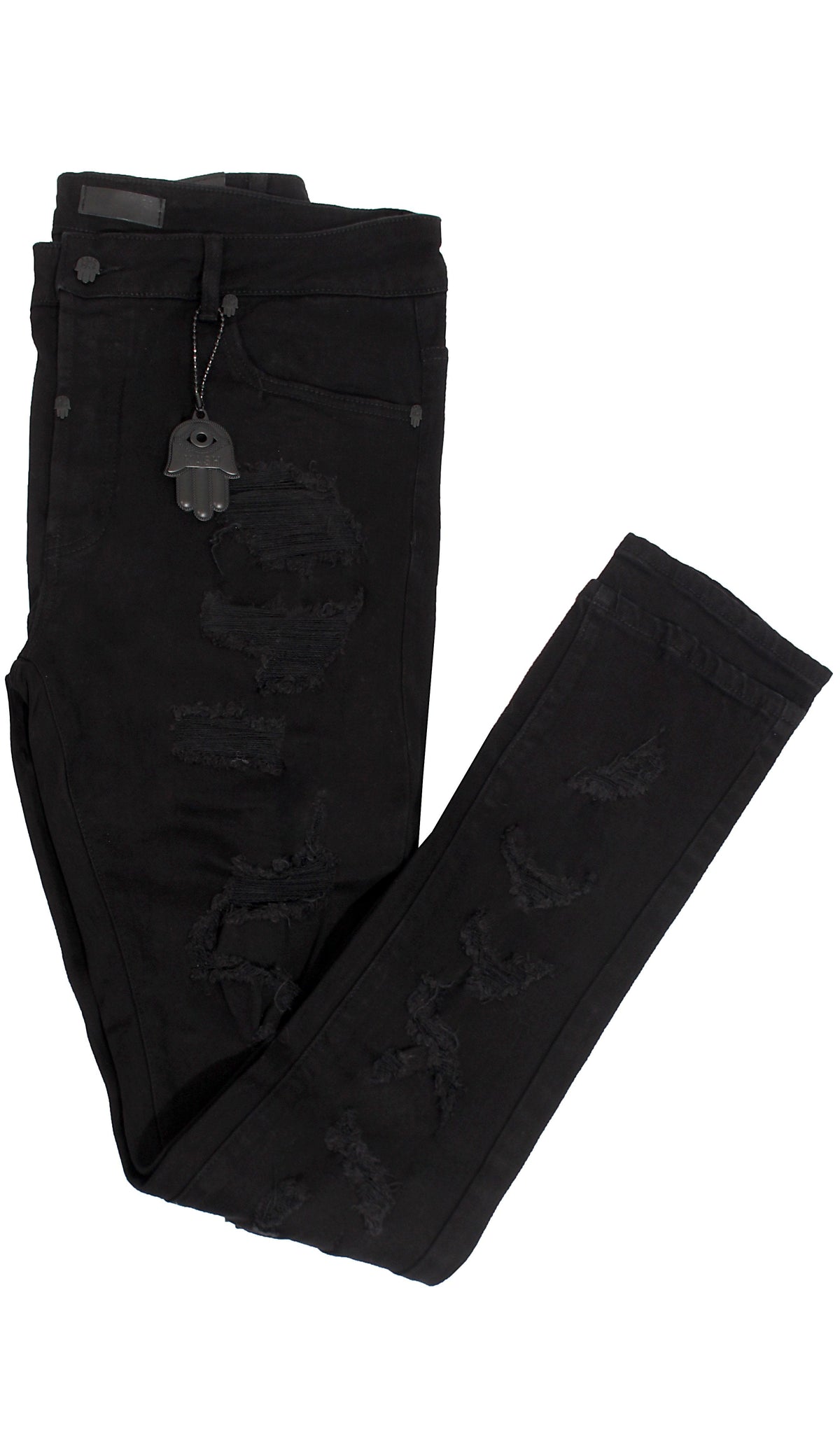 Men&#39;s Distressed Black Kash Denim