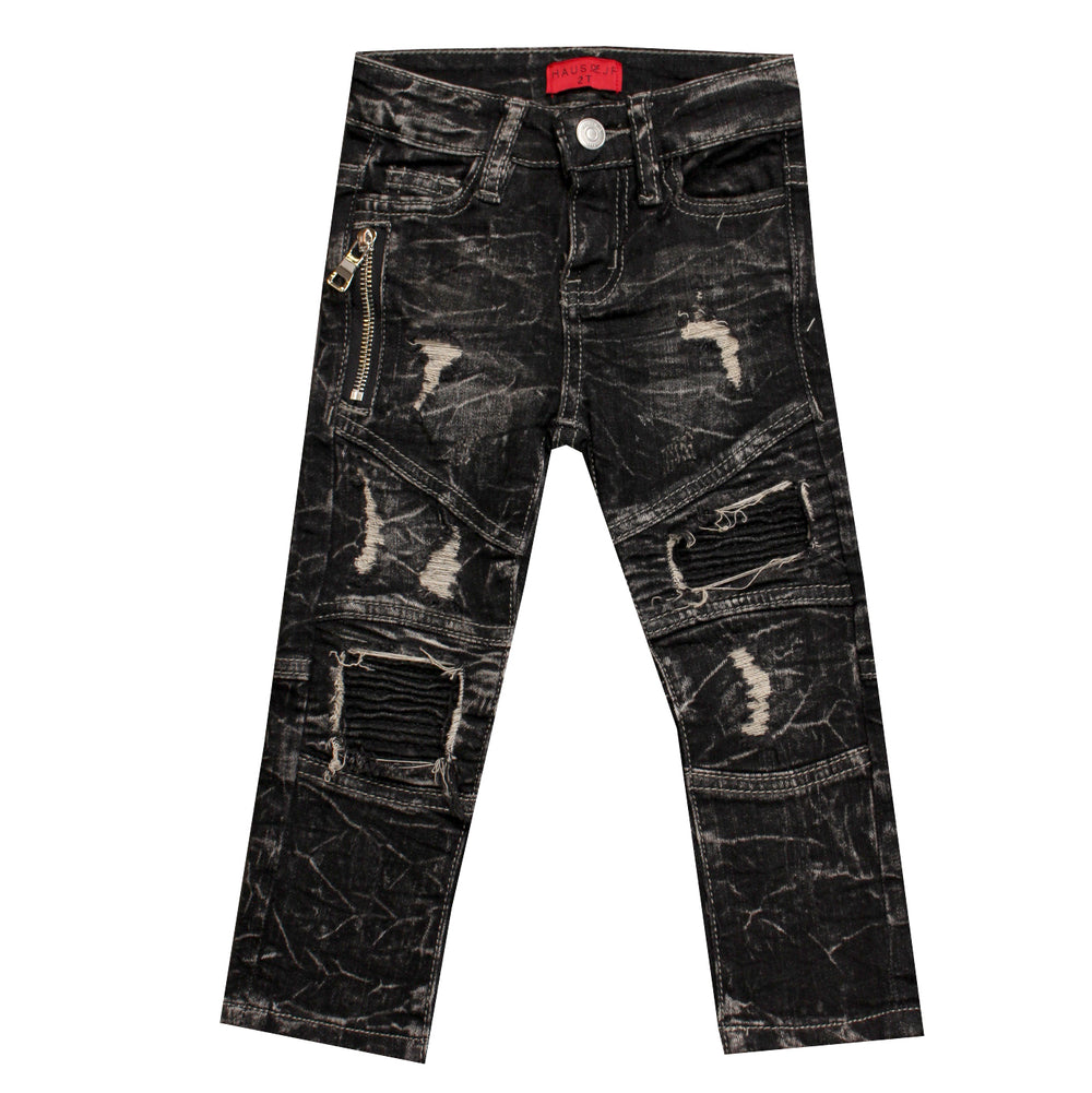 Haus of JR Seems Biker Denim in black wash – view 1 of 2
