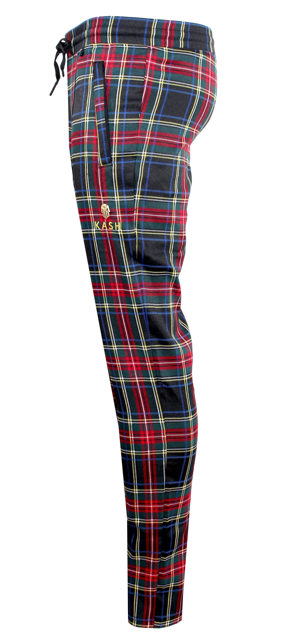 Kash Plaid Track Pants with Embroidered KASH in red/navy/green plaid – view 2 of 8