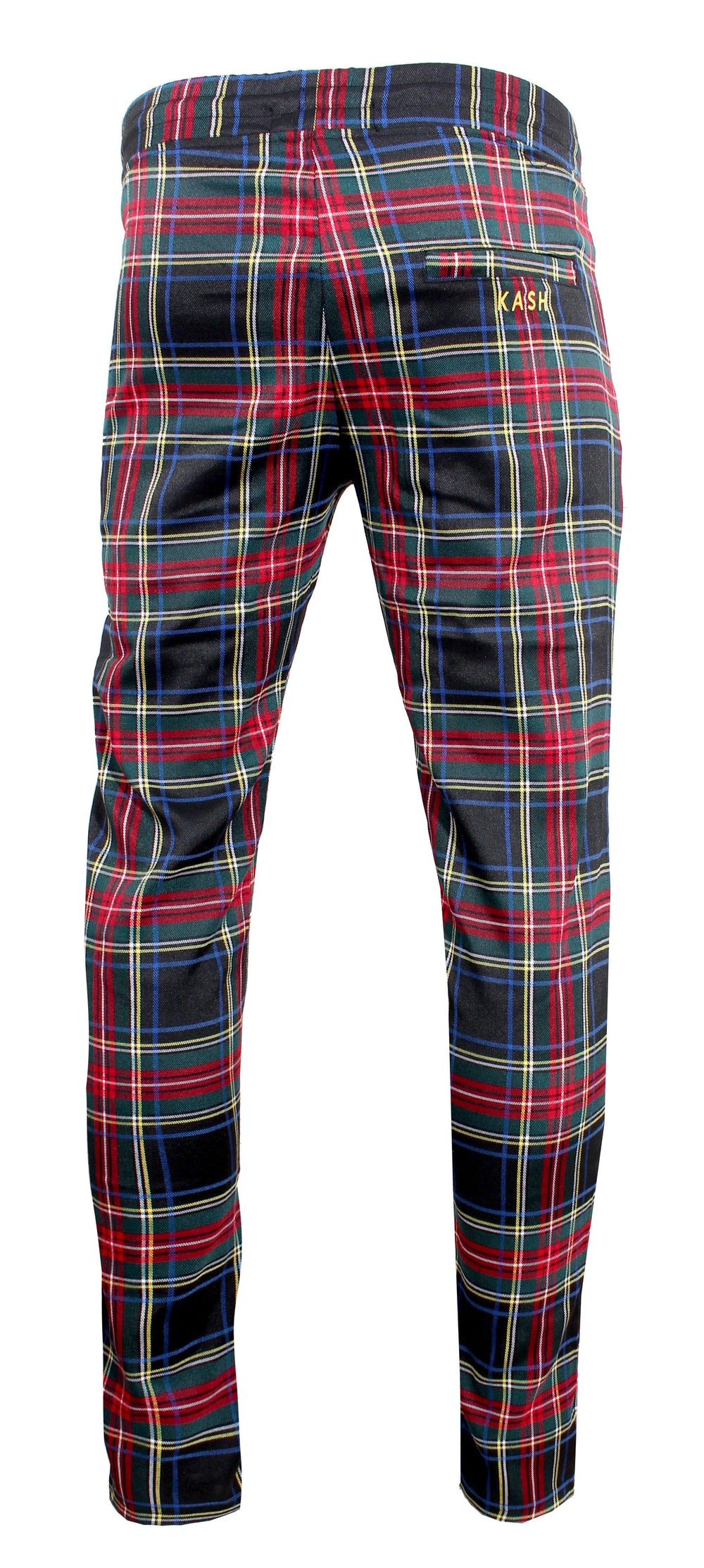 Kash Plaid Track Pants with Embroidered KASH in red/navy/green plaid – view 3 of 8