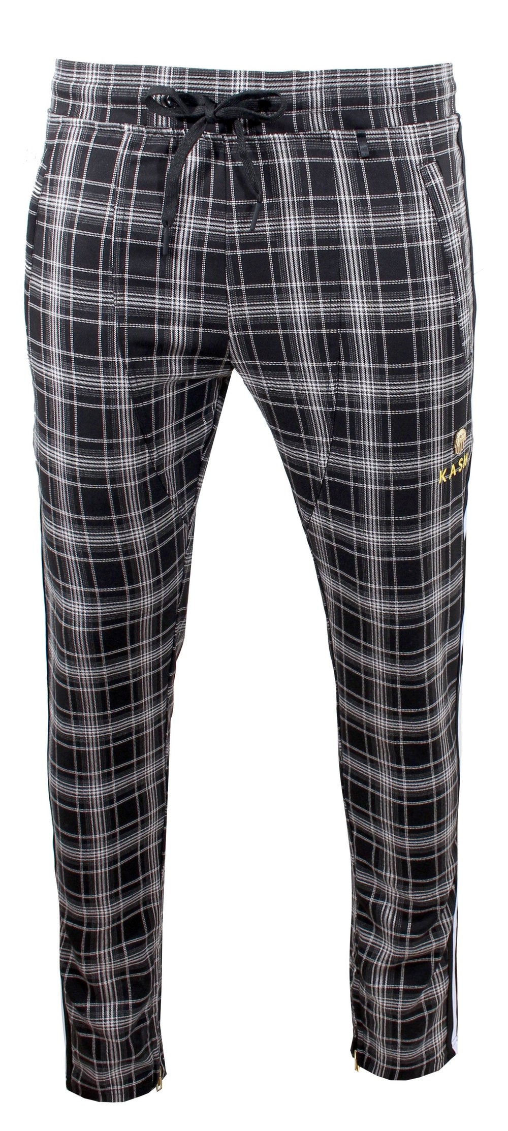 Kash Plaid Track Pants in black/white – view 1 of 8