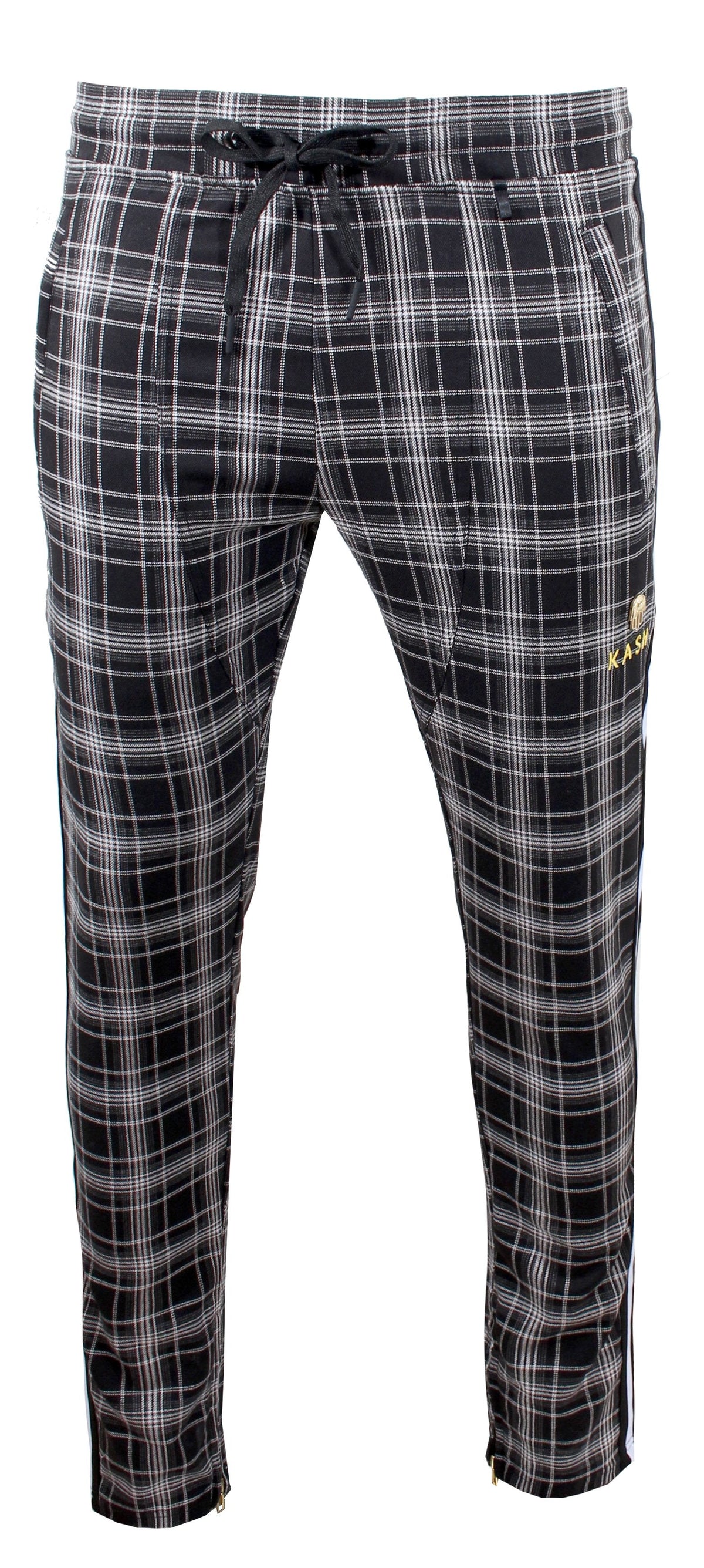 Kash Plaid Track Pants in black/white – view 1 of 8