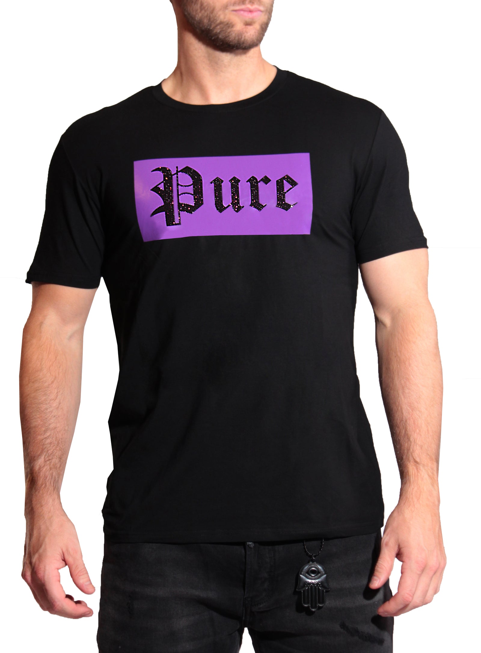 Pure black tee with purple diamond block logo – view 2 of 4