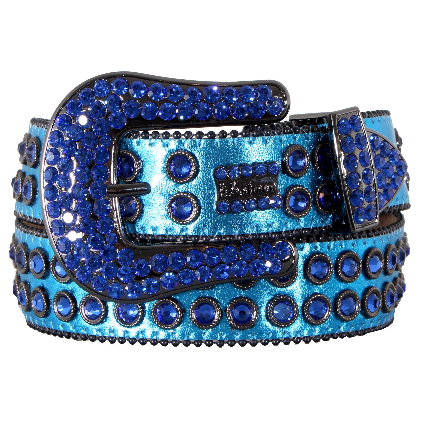 BB Simon 2683 | Blue Belt with 2 Rows Blue Crystals
