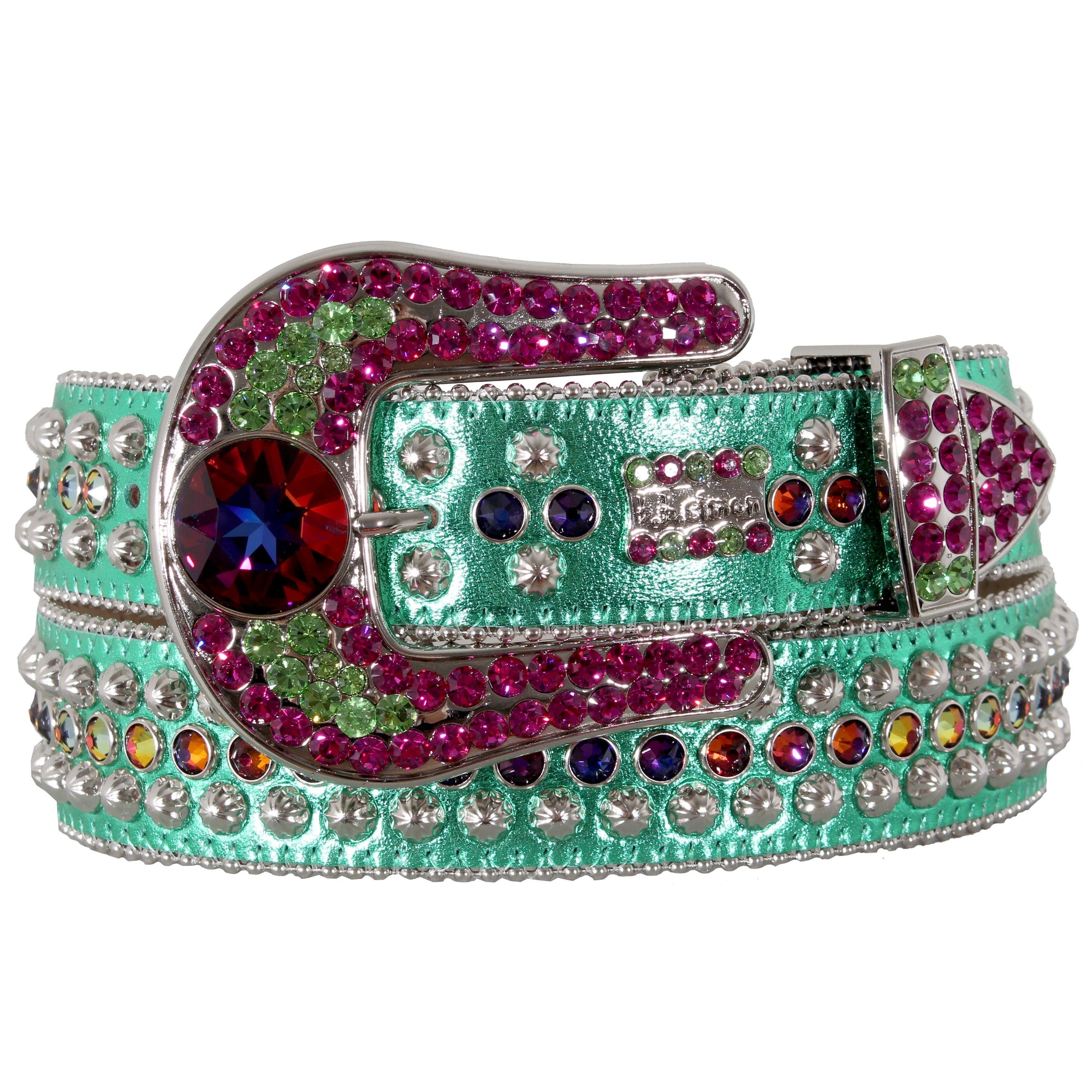 Green Belt with Fuchsia Crystals