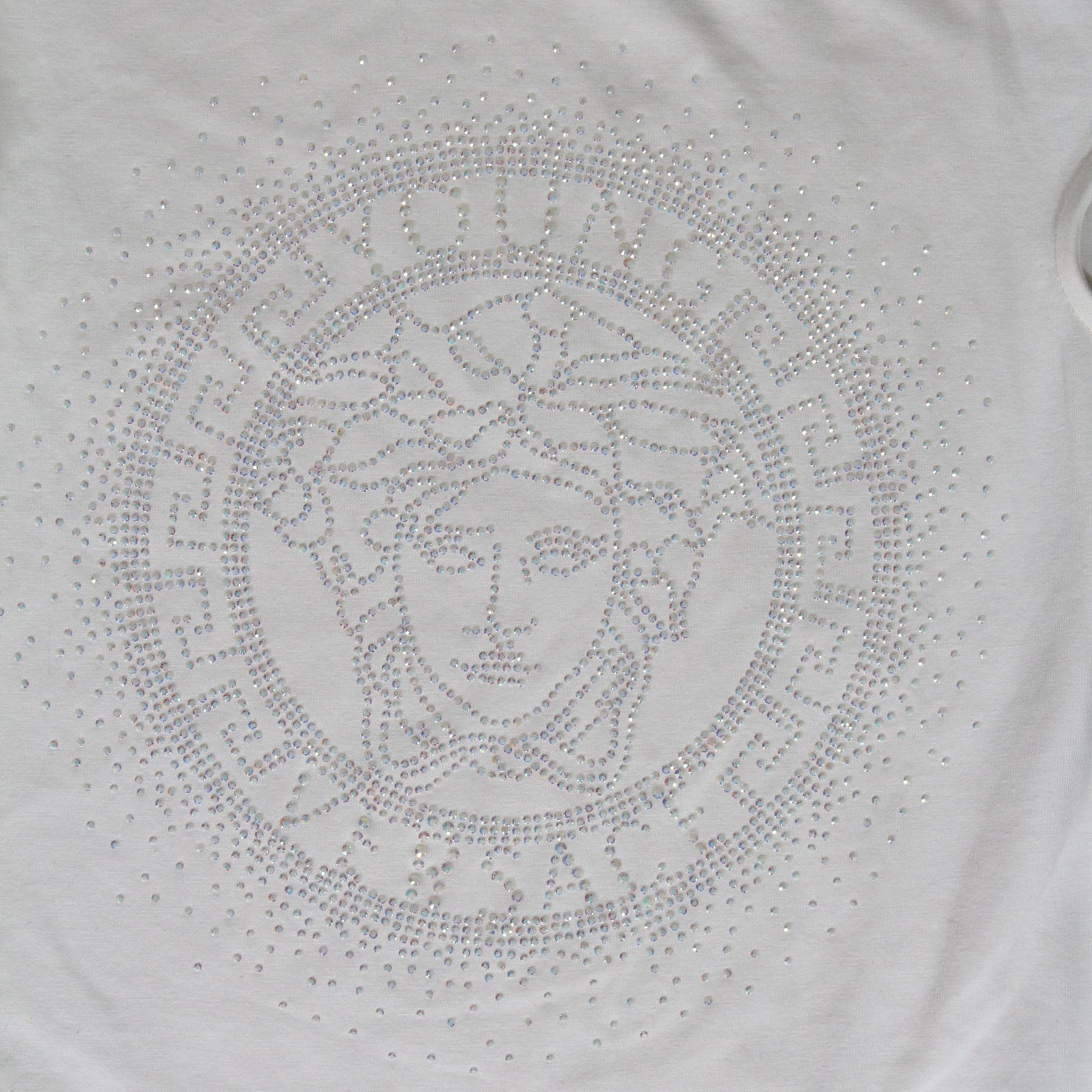 Young Versace Girls Cap Sleeve Embellished Dress in white – view 3 of 3