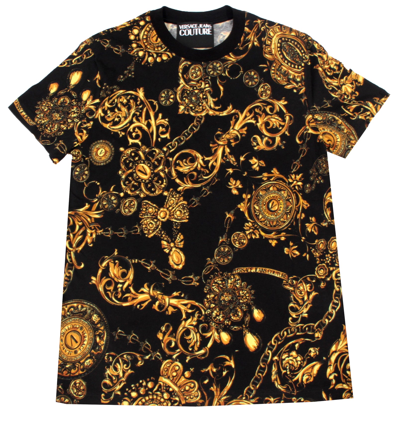 Allover Baroque Print Tee - Black & Gold