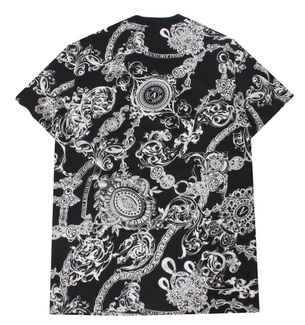 Versace Jeans Couture Black and White Baroque Print Tee in black and white – view 2 of 2