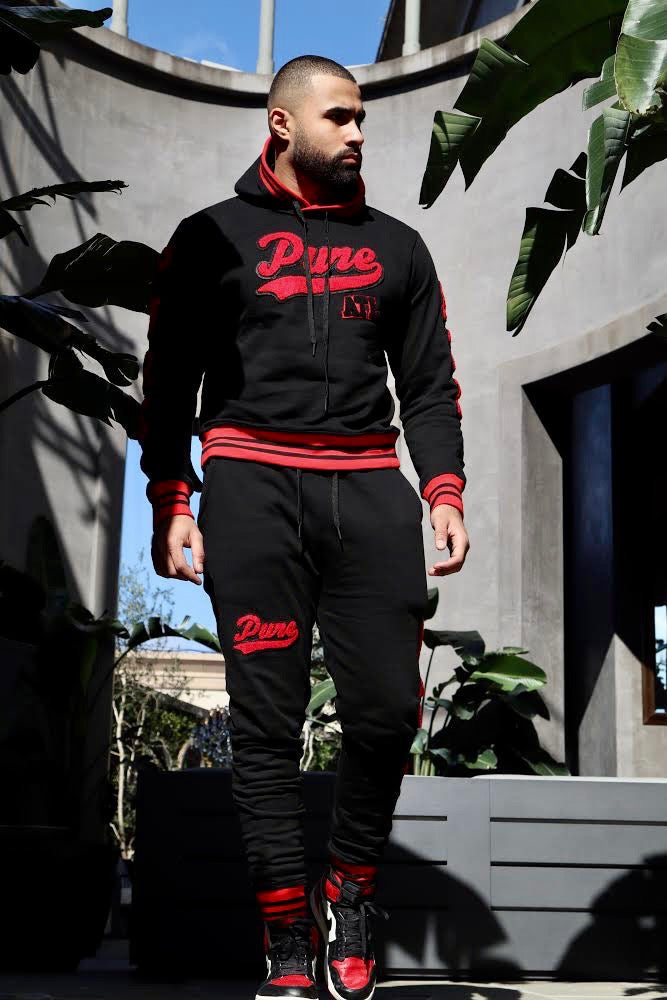 Pure Varsity Block Joggers in black and white – view 10 of 10