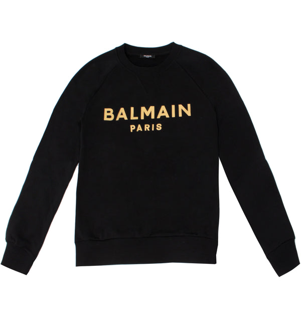 Balmain Foil Printed Sweatshirt Black Gold -