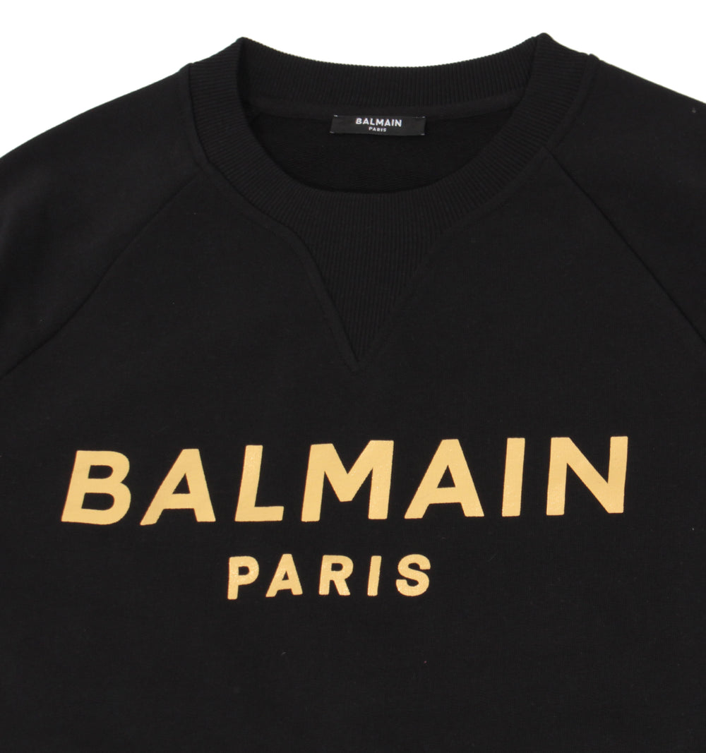Balmain Foil Printed Sweatshirt - Black & Gold