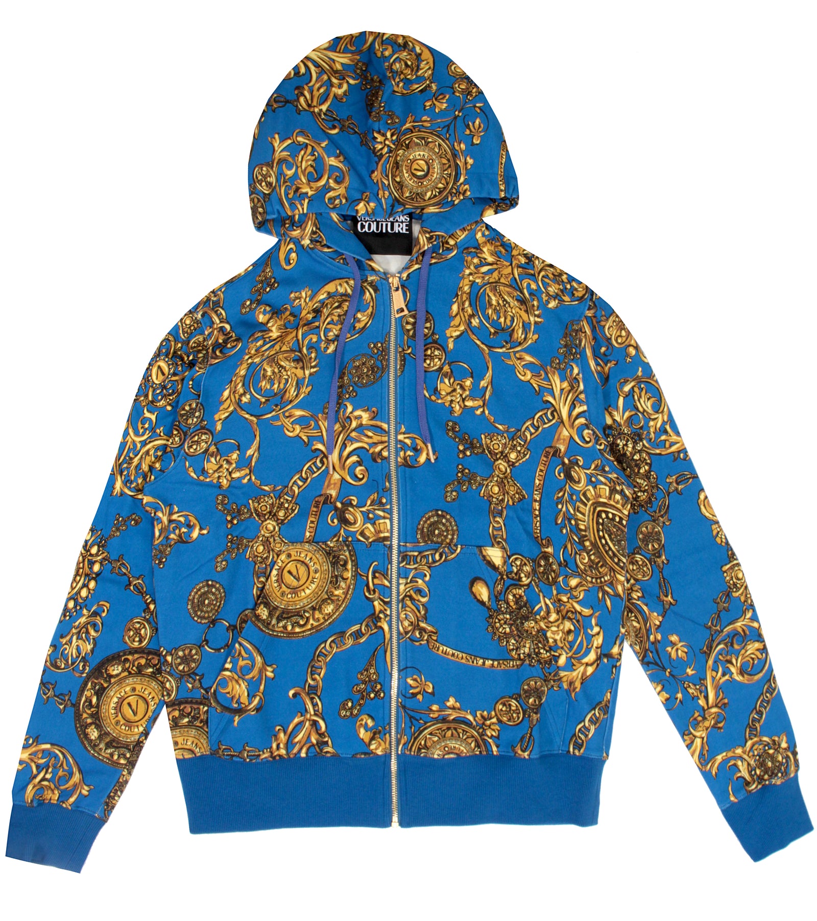 Versace Jeans Couture All Over Baroque Print Zip Up Sweatshirt - Blue – view 1 of 3