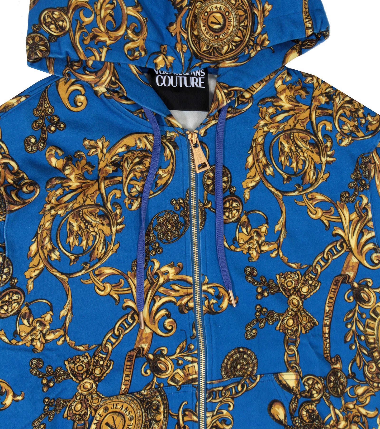Versace Jeans Couture All Over Baroque Print Zip Up Sweatshirt - Blue – view 2 of 3
