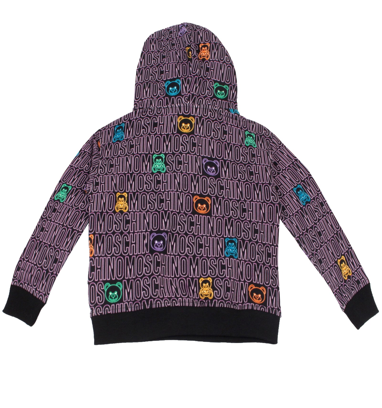 Moschino Hooded Sweatshirt With Allover Neon Logo - Black – view 3 of 3