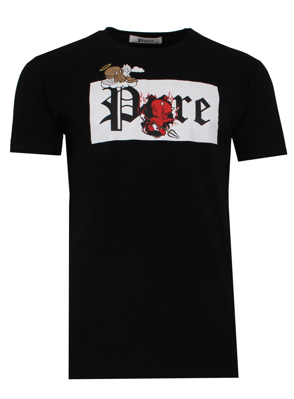 Pure Tee with white block devil and angel graphic in black – view 3 of 5