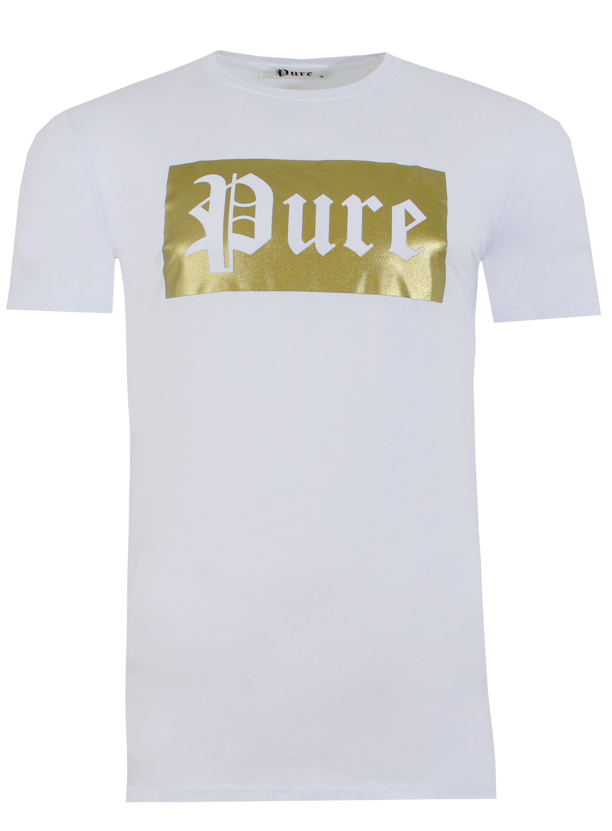 Pure Stretch Block Logo Tee in white and gold – view 1 of 3