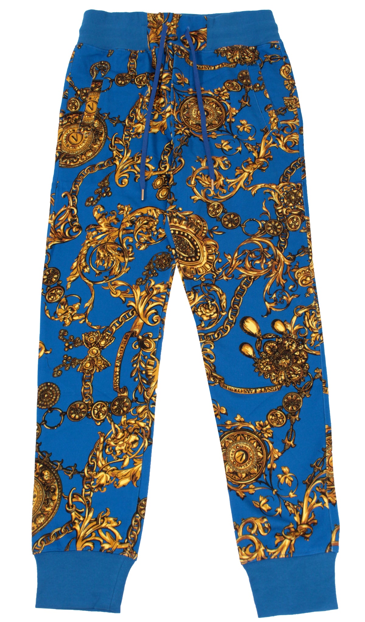 Blue &amp; Gold Baroque Print Sweatpants