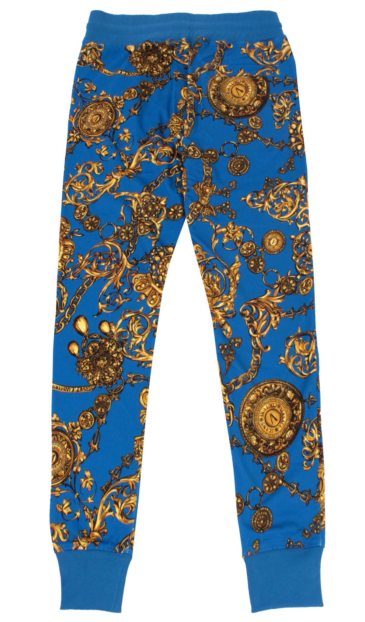 Blue &amp; Gold Baroque Print Sweatpants