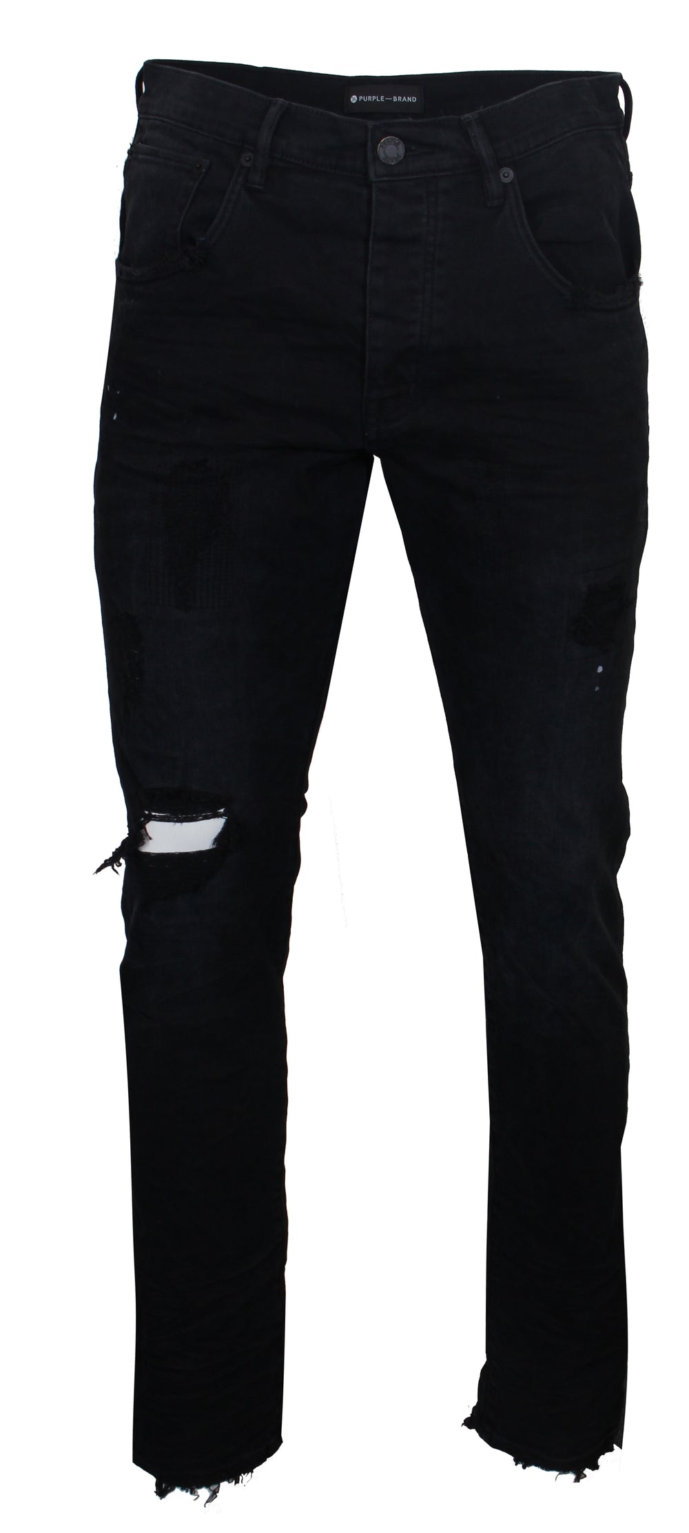 Purple Brand P002 Dropped Fit Mid Rise Tapered Jeans in black – view 2 of 3