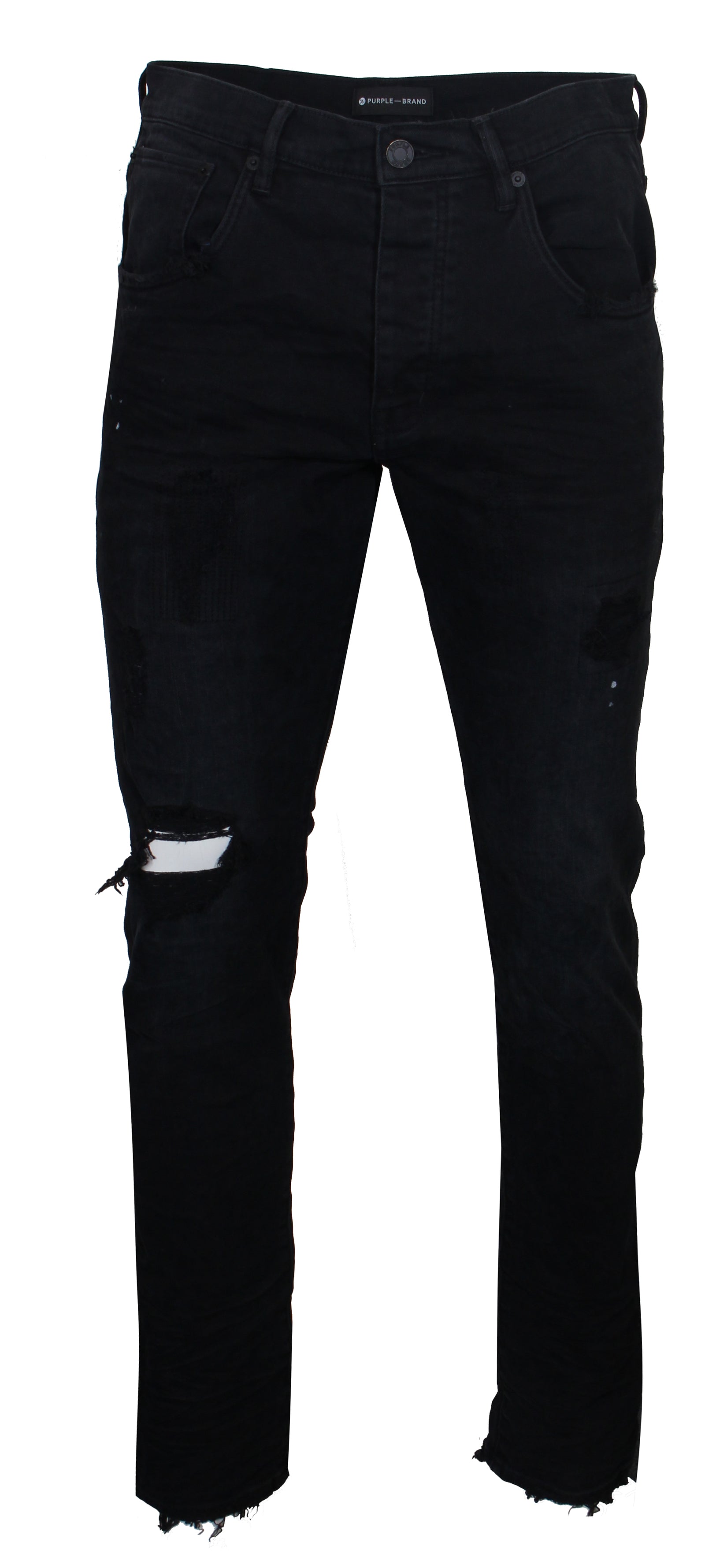 Purple Brand P002 Dropped Fit Mid Rise Tapered Jeans in black – view 2 of 3