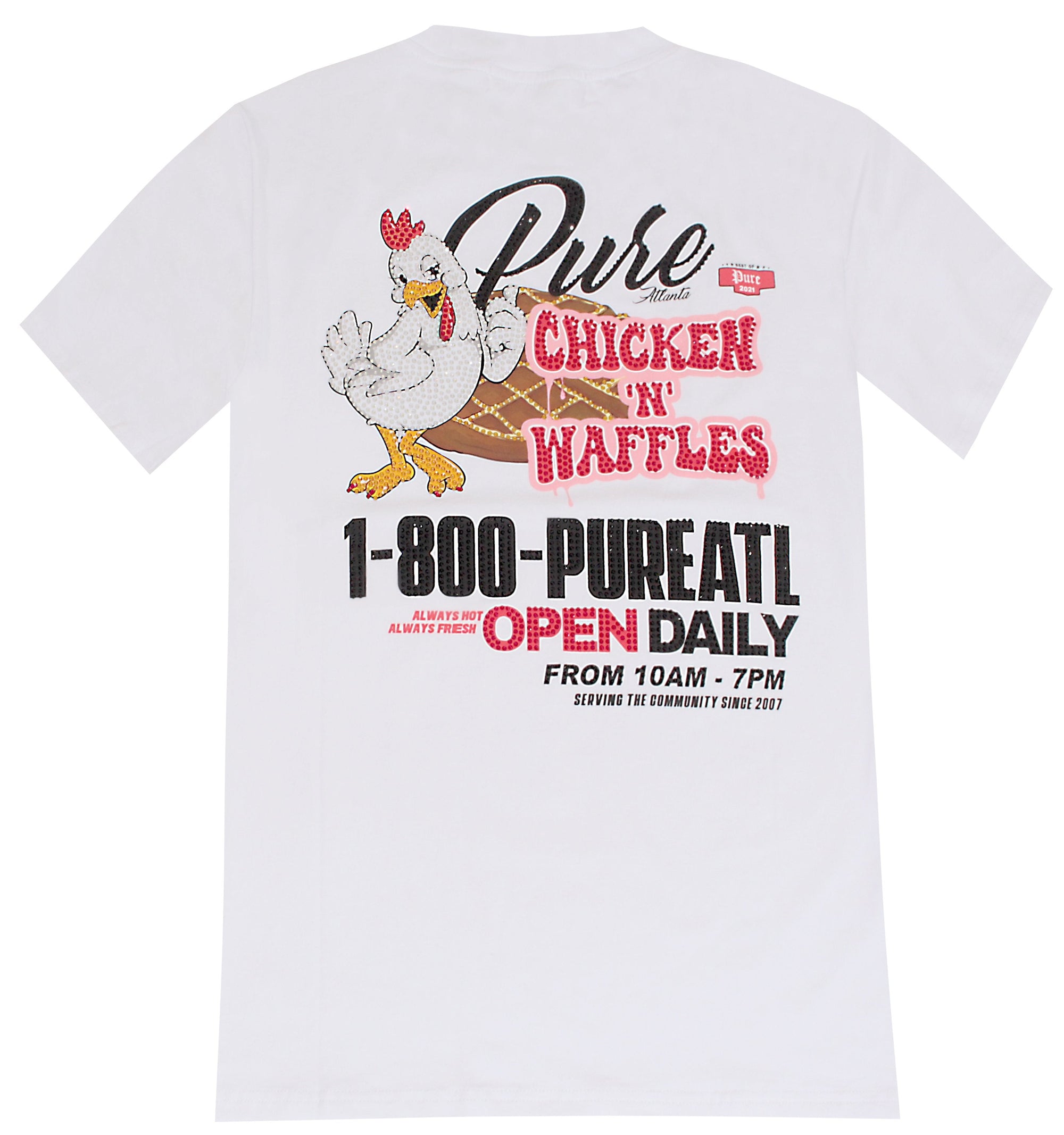 Chicken & Waffles Diamond Pure Tee - White