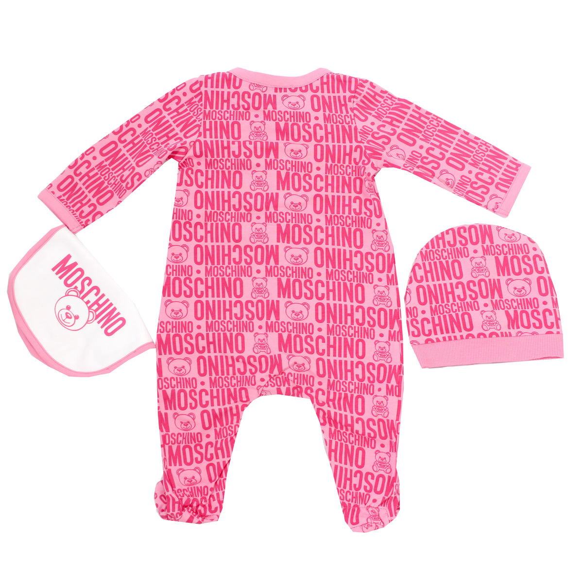 Baby Long Sleeve Footie with Bib and Hat allover print with Gift box