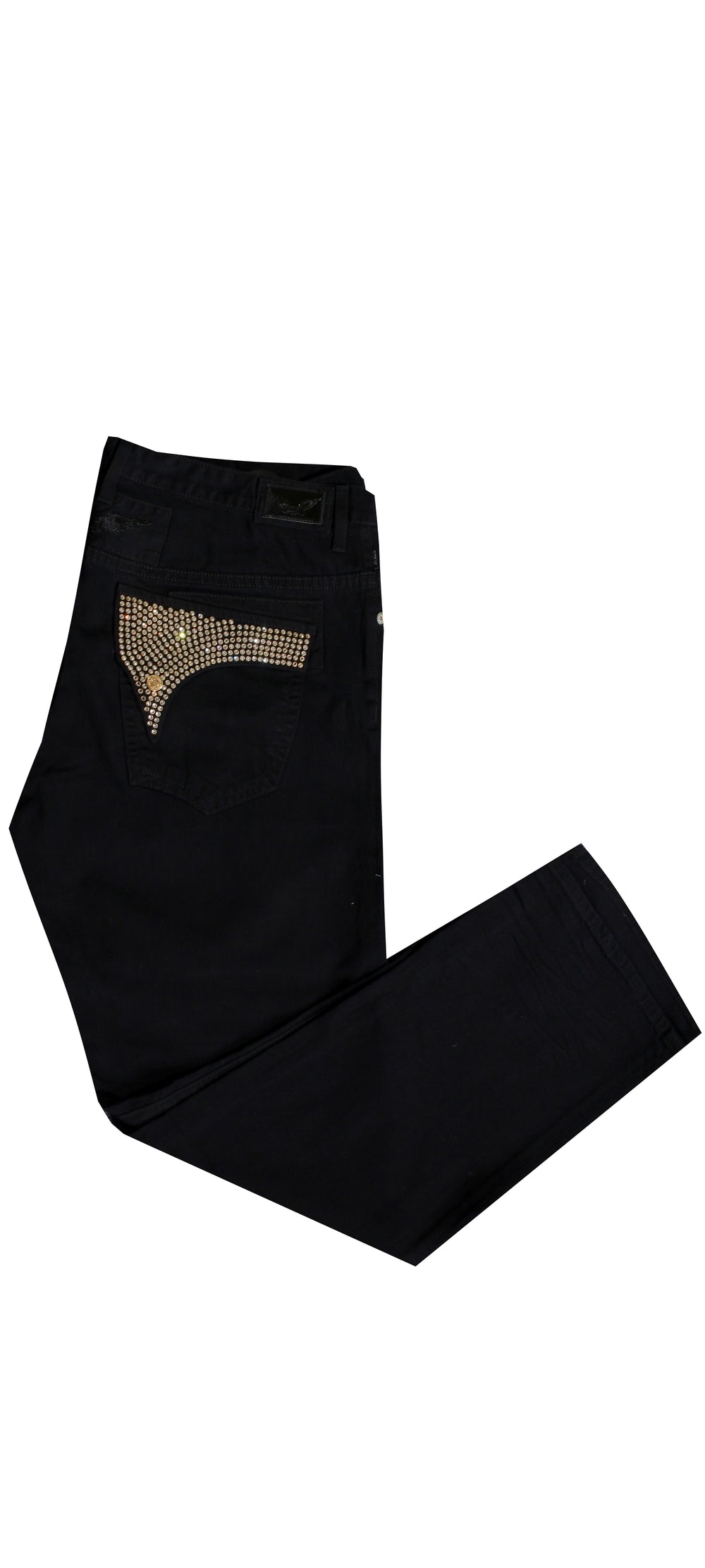 Robin's Jean Pure Black with Full Flap Gold Rim and Clear Crystal