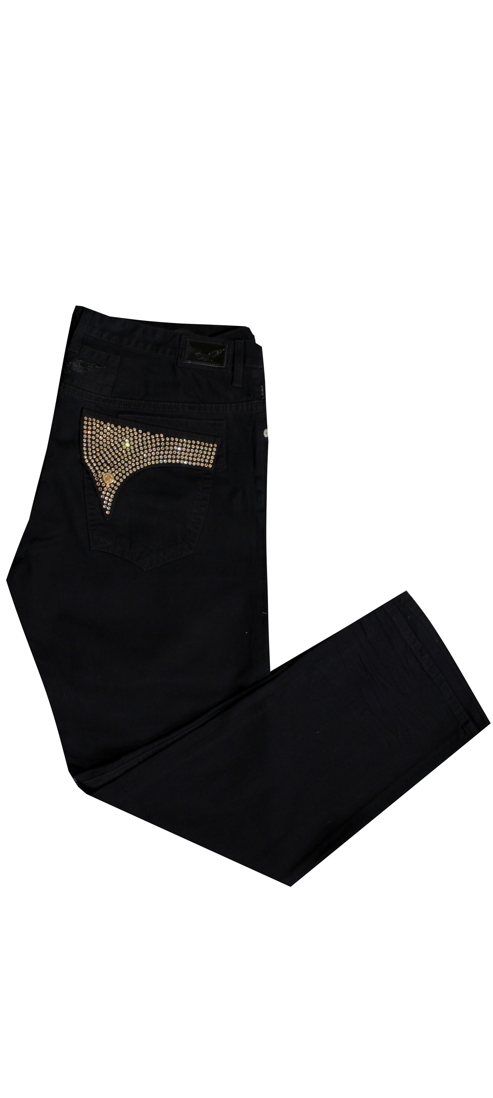 Robin's Jean Pure Black with Full Flap Gold Rim and Clear Crystal