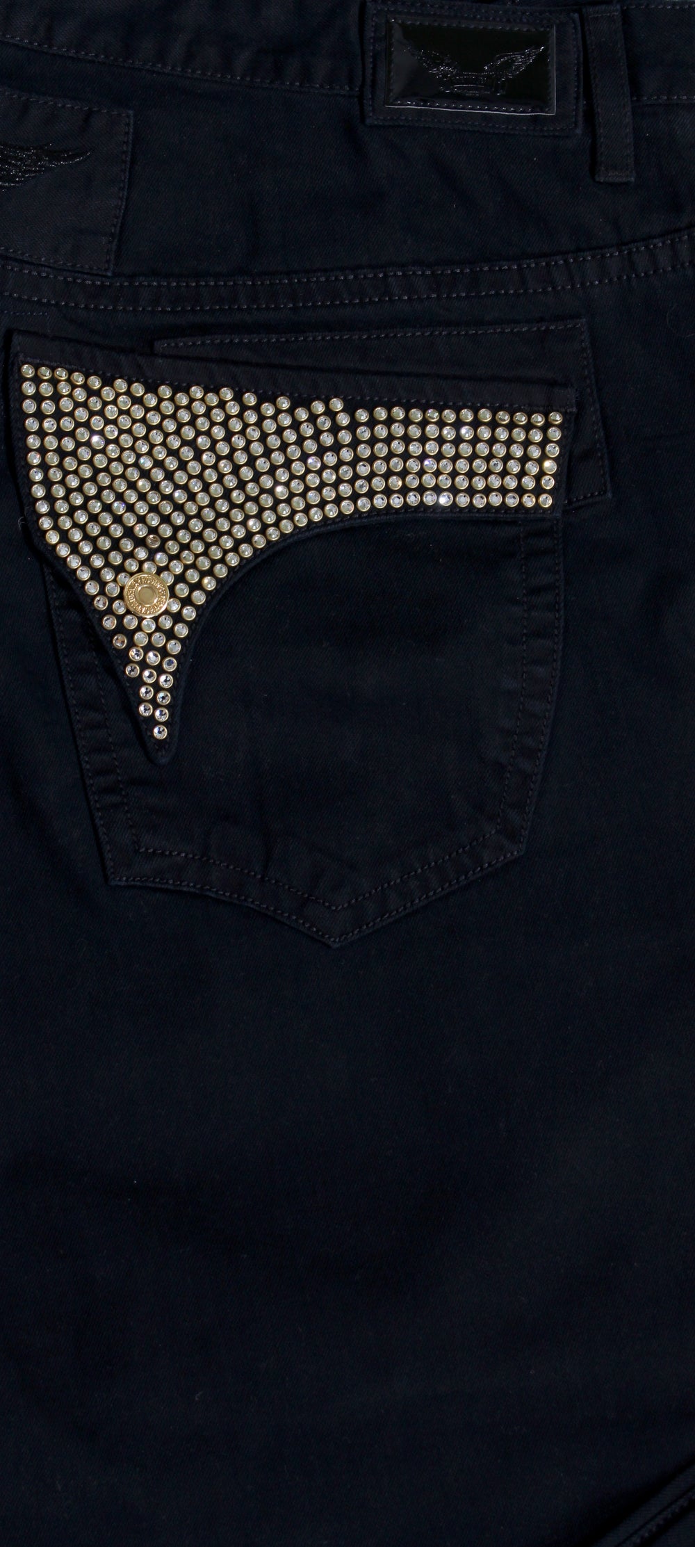 Robin's Jean Pure Black with Full Flap Gold Rim and Clear Crystal