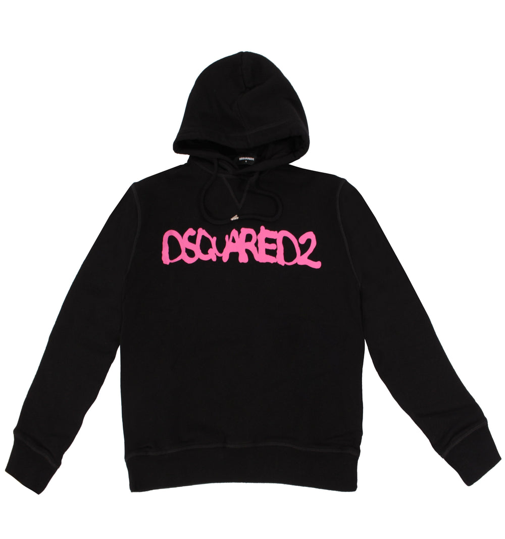 Dsquared2 Logo Hoodie in black and pink – view 1 of 3