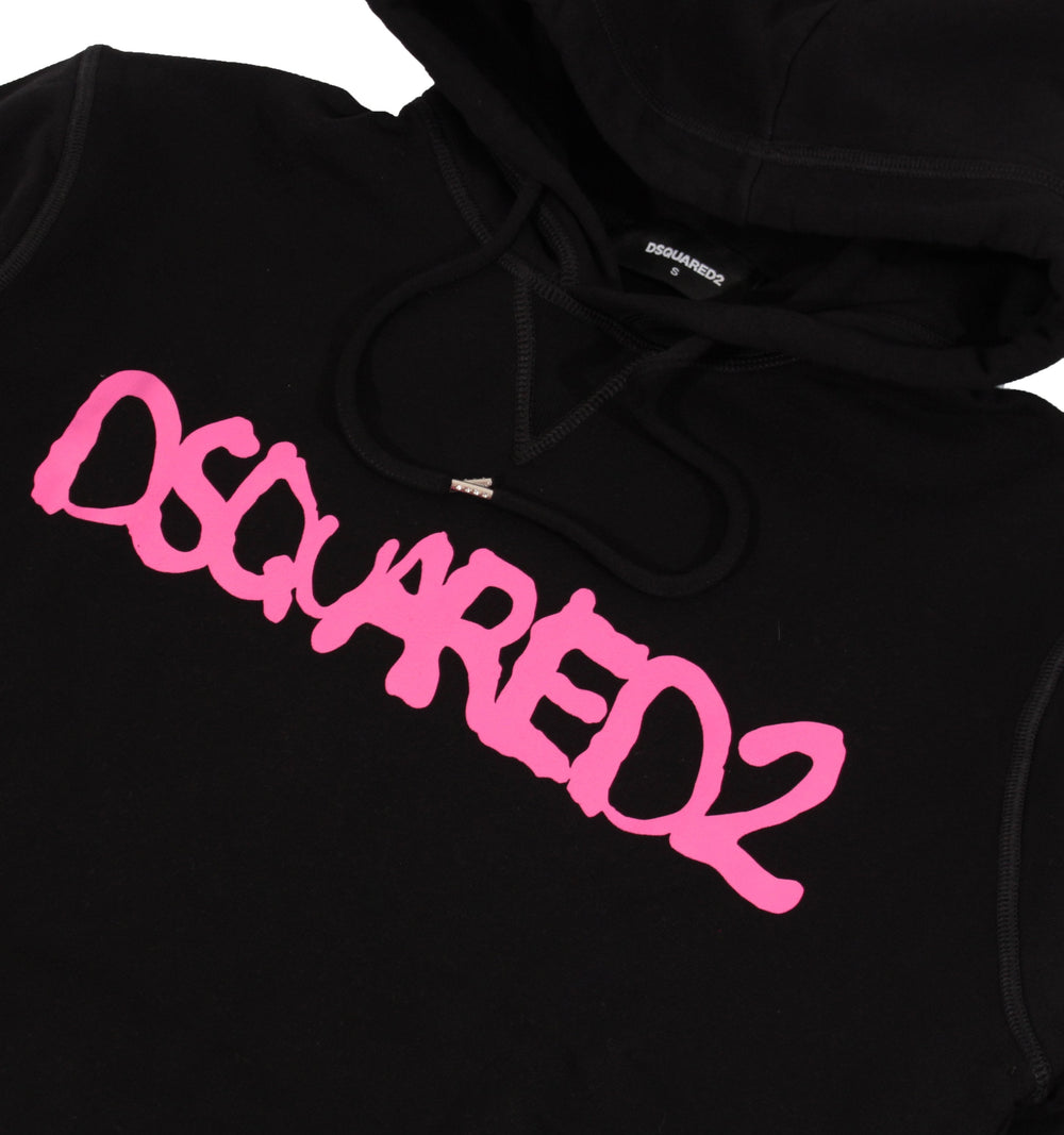 Dsquared2 Logo Hoodie in black and pink – view 2 of 3