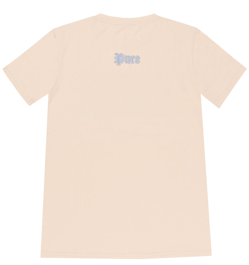 Pure Tee with Blue Diamond Block Logo in cream – view 3 of 4
