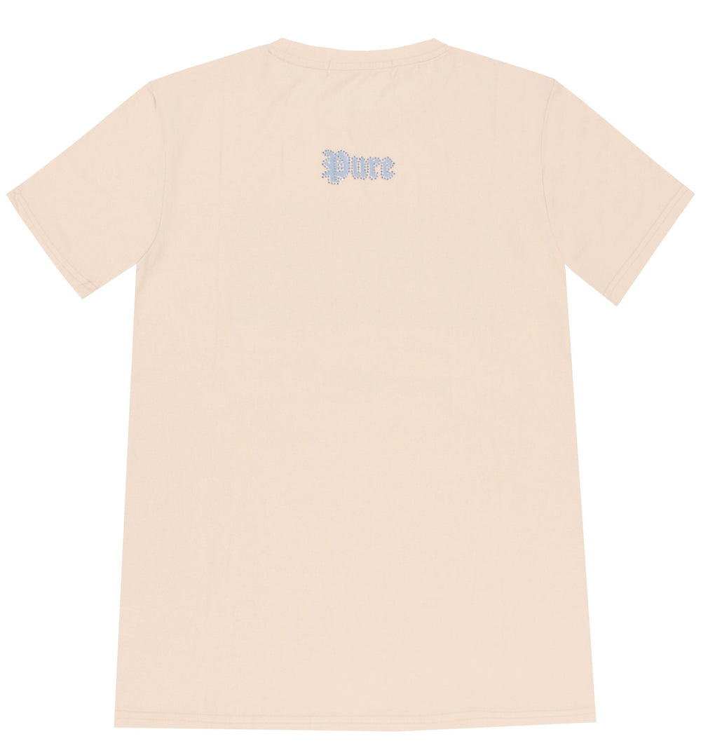 Cream Pure Tee With Blue Diamond Block Logo in cream – view 2 of 4